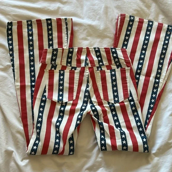 Free People Limited Edition Stars & Stripes Penny Pull on Flare Jean Pant - Picture 6 of 9